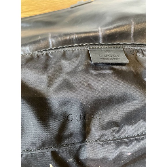 Gucci vintage black leather Shoulder Handbag inside zip pocket 0013347002058 - Picture 10 of 12
